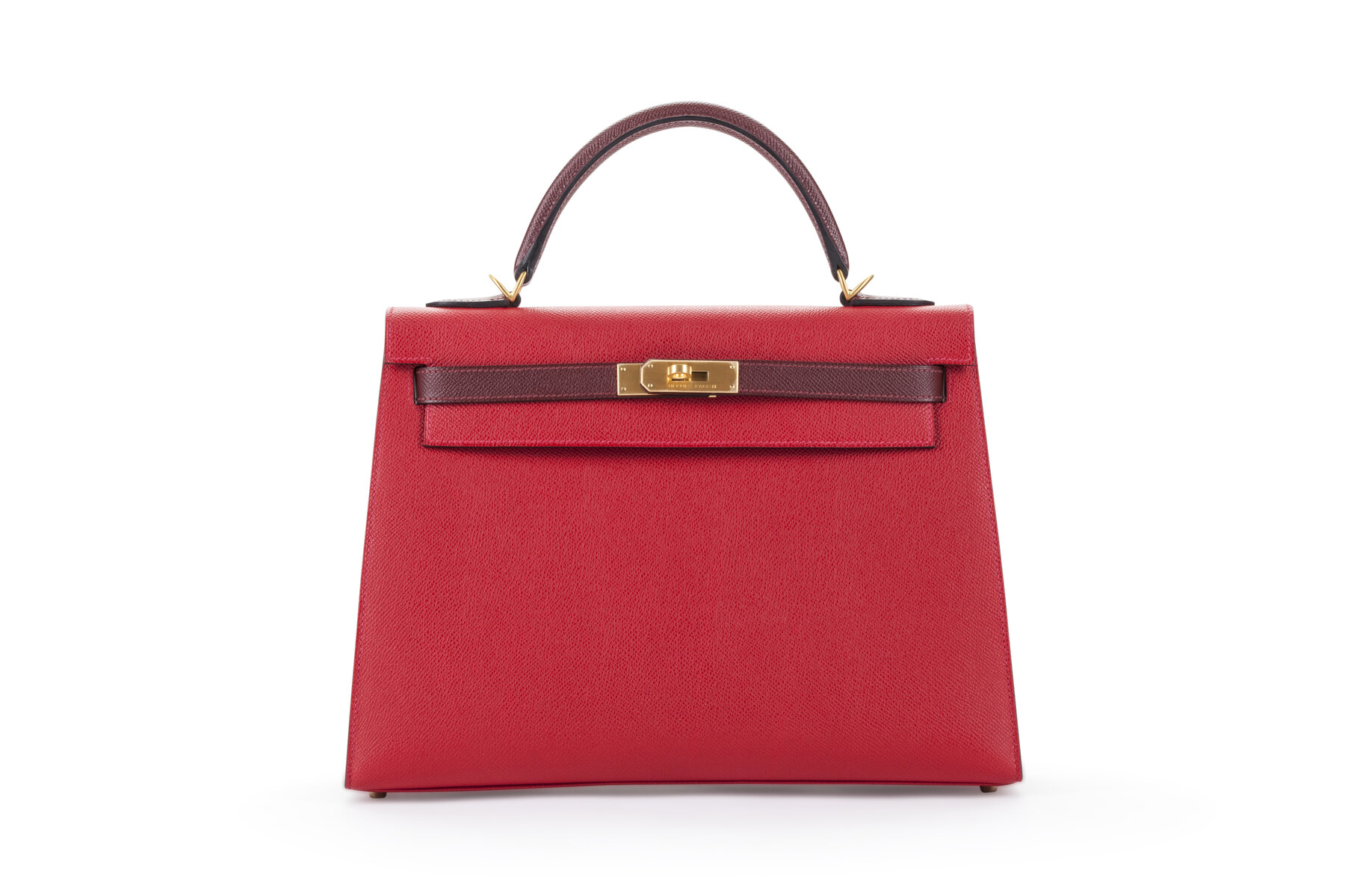 Hermès Kelly in red epsom leather — luxury handbag photography